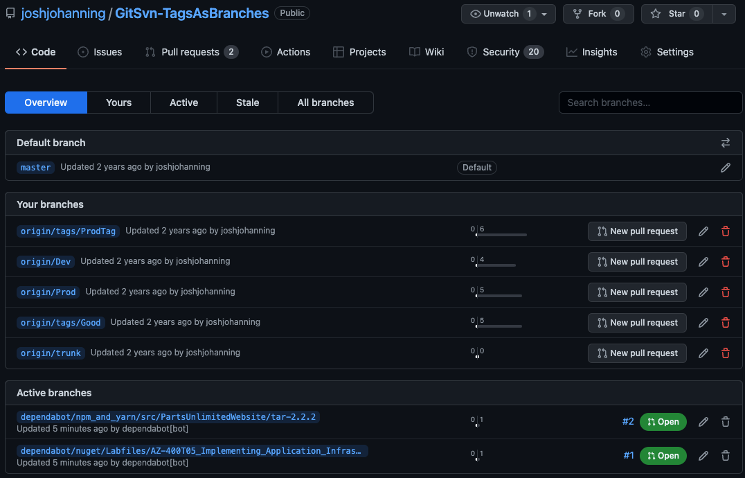 Option 2 - Tags as Branches in GitHub