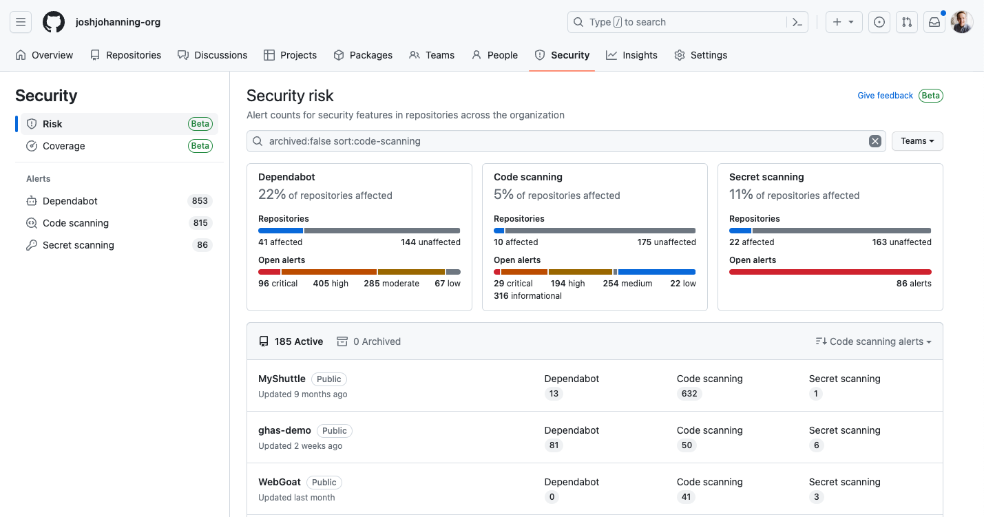 GitHub Advanced Security Feature Comparison Josh ops