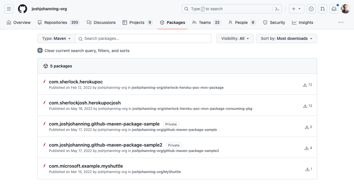 Maven packages in GitHub Packages