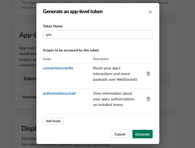 Creating a token with connections and authorizations access