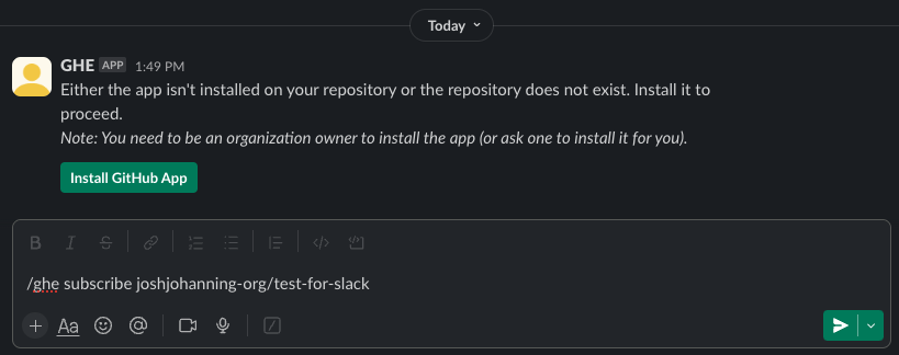 Subscribing to a repo to a Slack channel