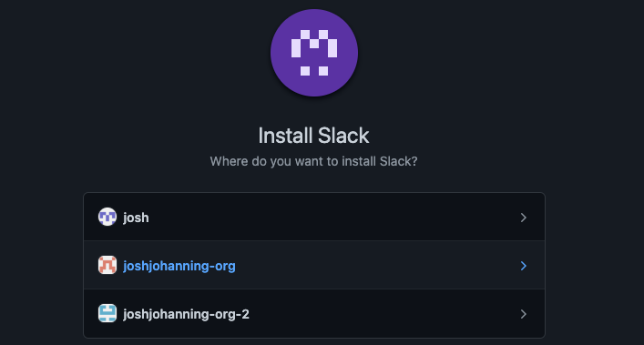 Installing the Slack GitHub App to a GitHub organization